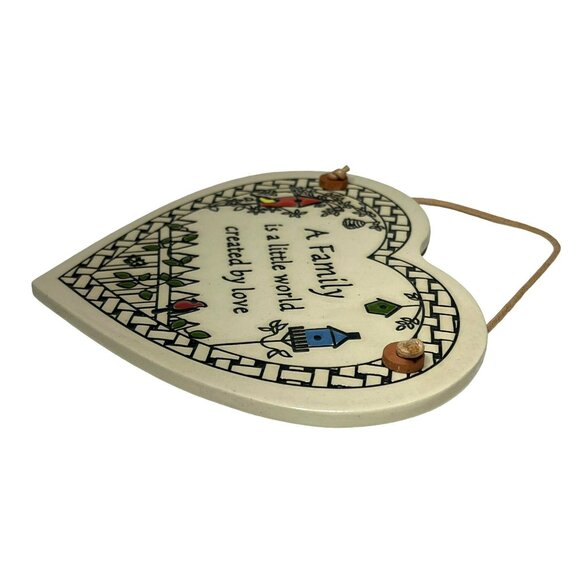 Trinity Pottery Heart-Shaped Ceramic Wall Plaque Family Birdhouses - Picture 8 of 8